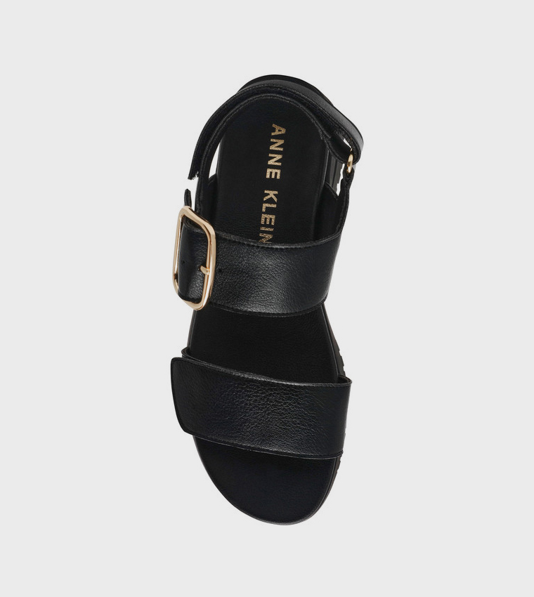 آن كلاين  الصنادل المسطحة - أسود Flat Sandals