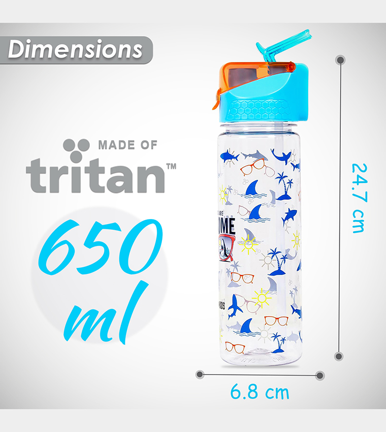 Jawsome Shark 2-In-1 Tritan Water Bottle, 650ml