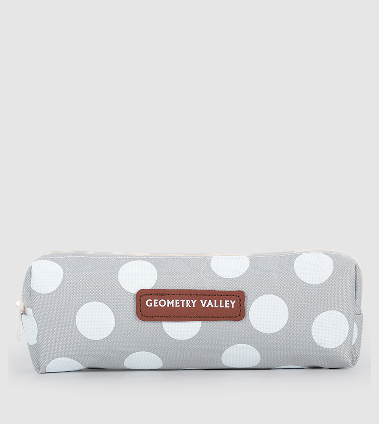 Pencil Pouch Polka white