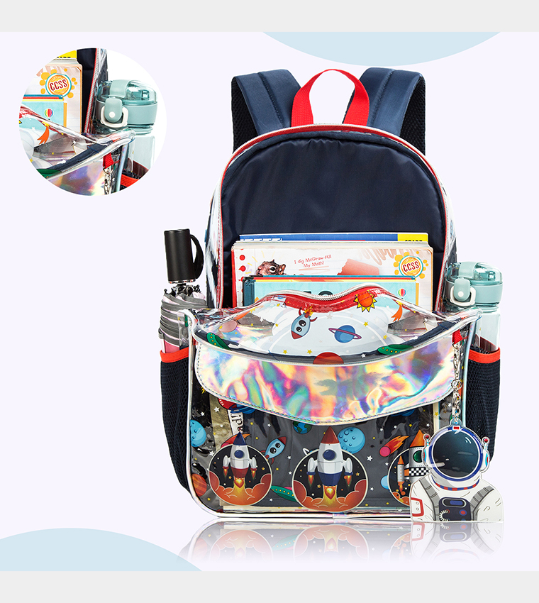 Astronaut Printed Set of 3School Bag, Lunch Bag and Pencil Case, 16 Inch