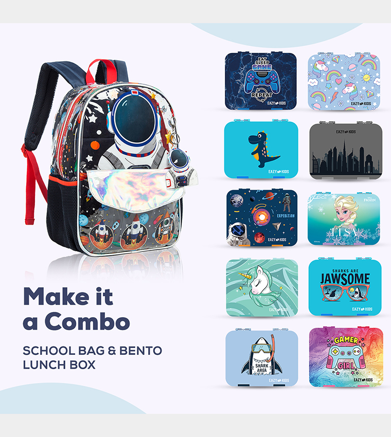 Astronaut Printed Set of 3School Bag, Lunch Bag and Pencil Case, 16 Inch