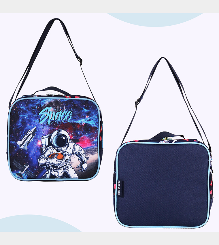 Eazy Kids - Back to School - 18" Set of 4 School Bag Lunch Bag Activity Bag , Pencil Case Astronaut-Blue