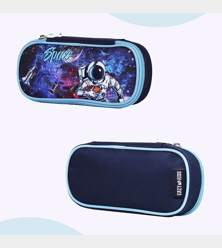 Eazy Kids - Back to School - 18" Set of 4 School Bag Lunch Bag Activity Bag , Pencil Case Astronaut-Blue