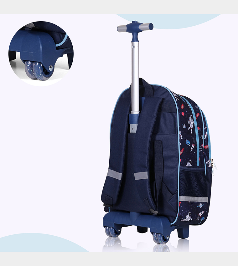 Eazy Kids - Back to School - 18" Set of 4 School Bag Lunch Bag Activity Bag , Pencil Case Astronaut-Blue