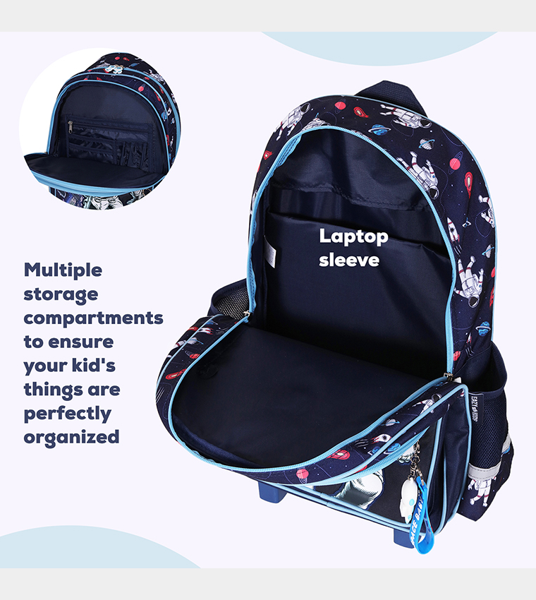 Eazy Kids - Back to School - 18" Set of 4 School Bag Lunch Bag Activity Bag , Pencil Case Astronaut-Blue