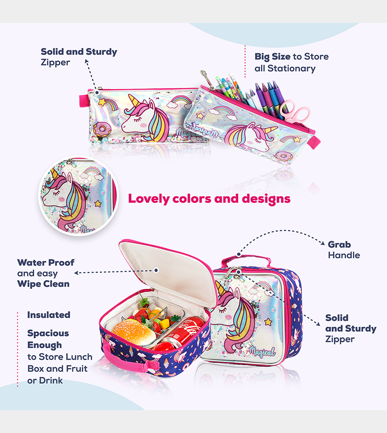 Binienty Kids Fashion School Bag Set 3-in-1 Backpack Lunch Bag Pouch - View #7