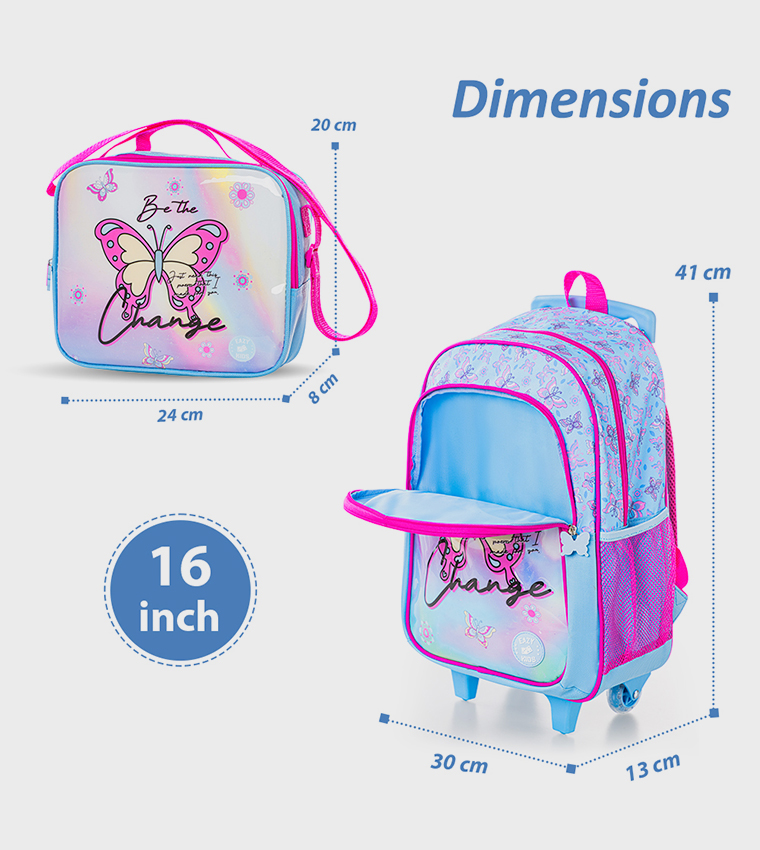 5-Piece 16" Trolley School Bag Set - Butterfly
