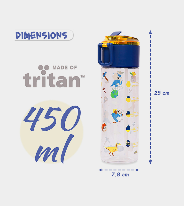T Rex Printed Tritan Water Bottle with Snack Box, 450ml