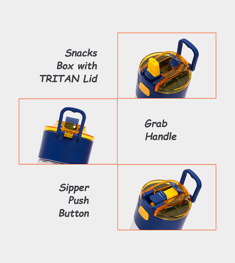 T Rex Printed Tritan Water Bottle with Snack Box, 450ml