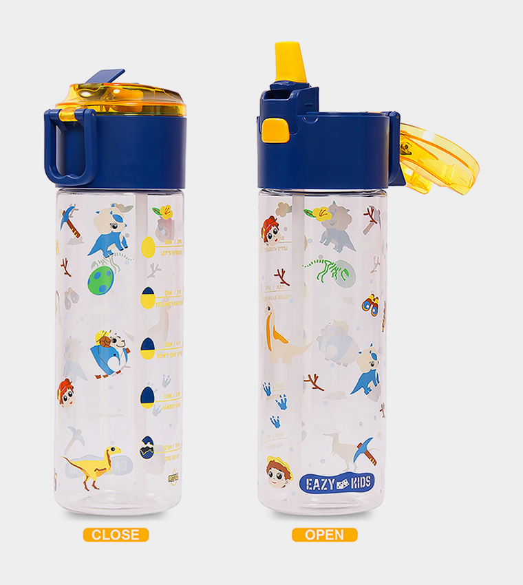 T Rex Printed Tritan Water Bottle with Snack Box, 450ml