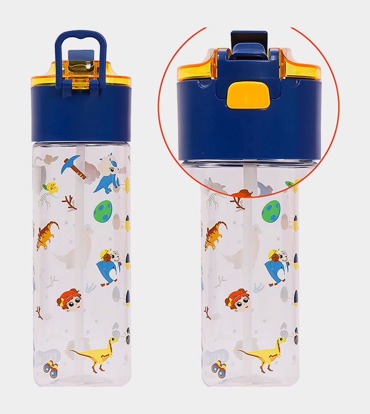 T Rex Printed Tritan Water Bottle with Snack Box, 450ml
