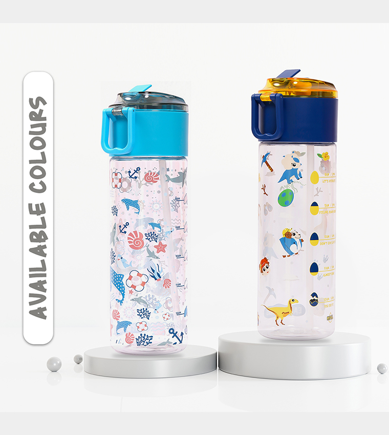 T Rex Printed Tritan Water Bottle with Snack Box, 450ml
