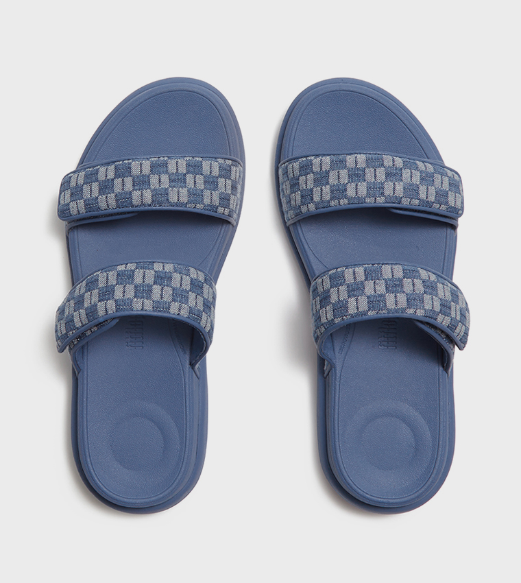 F-MODE Checkerboard Denim Comfort Sandals