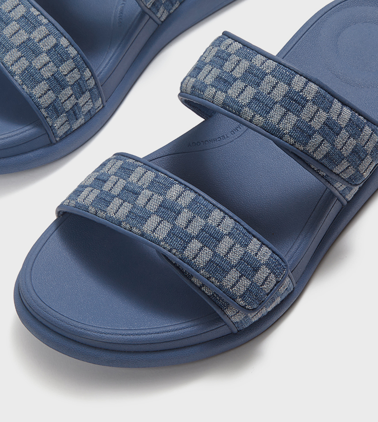 F-MODE Checkerboard Denim Comfort Sandals