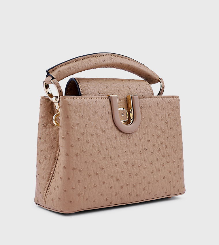 Textured Top Handle Bag with Crossbody Strap