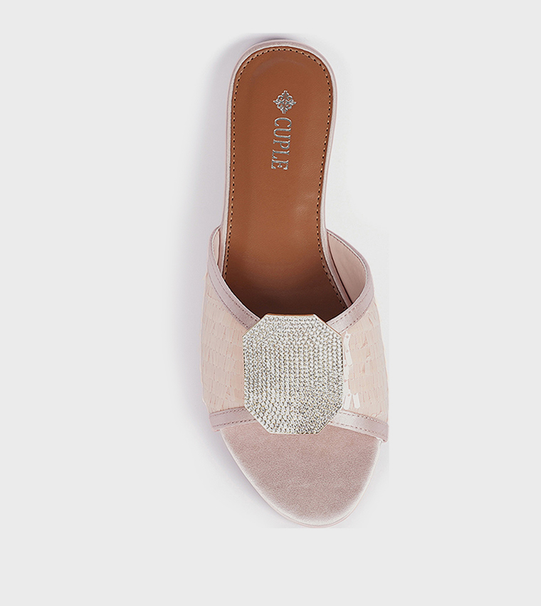 Embellished Open Toe Flat Sandals