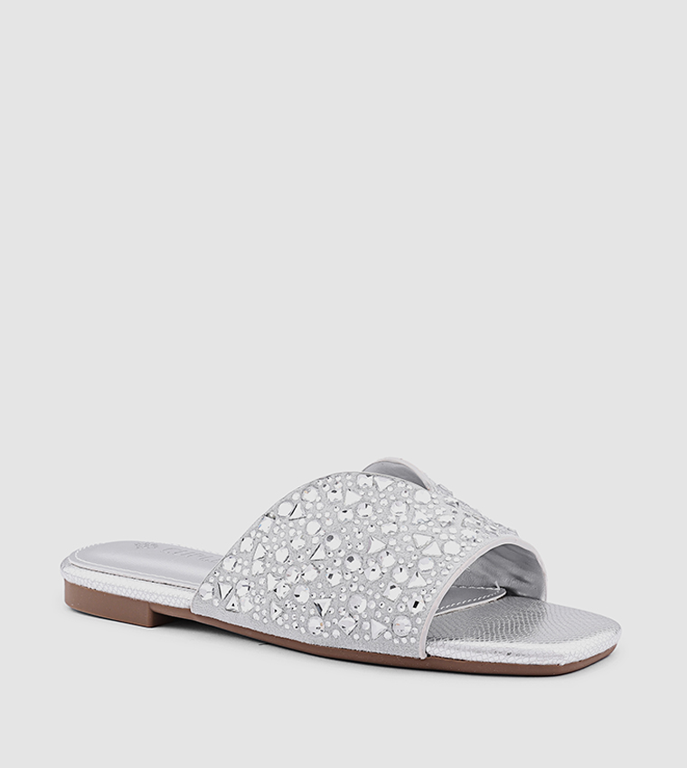 Embellished Open Toe Flat Sandals