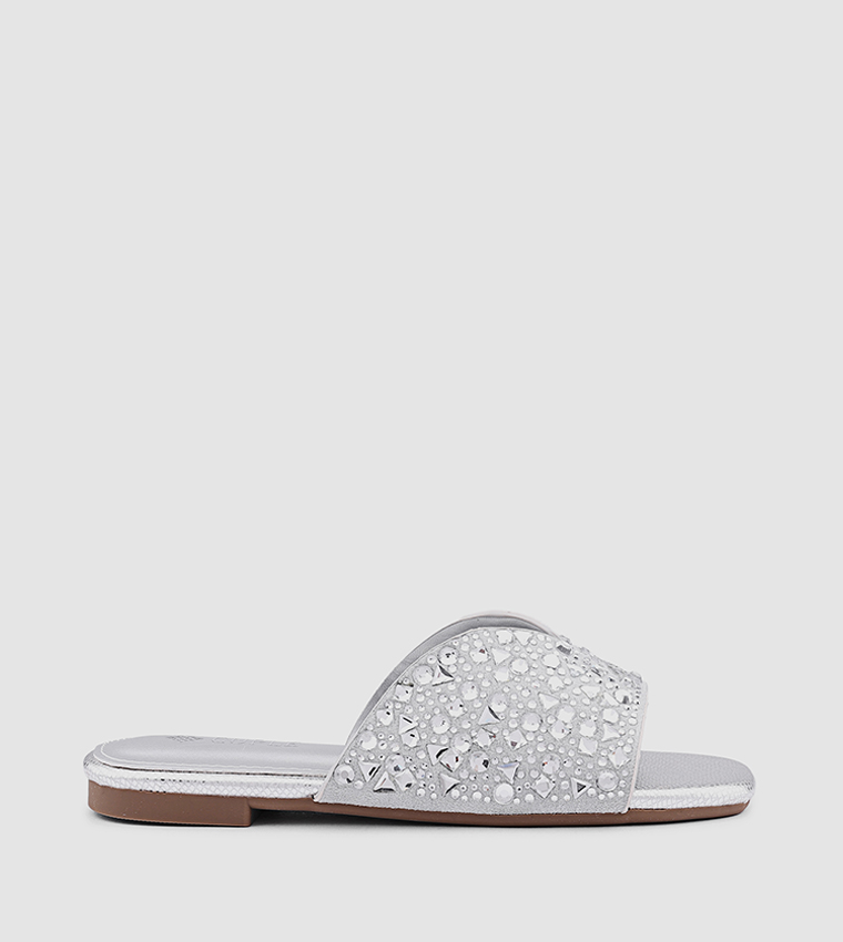 Embellished Open Toe Flat Sandals