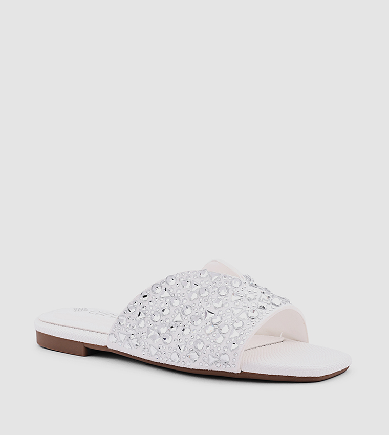 Embellished Open Toe Flat Sandals