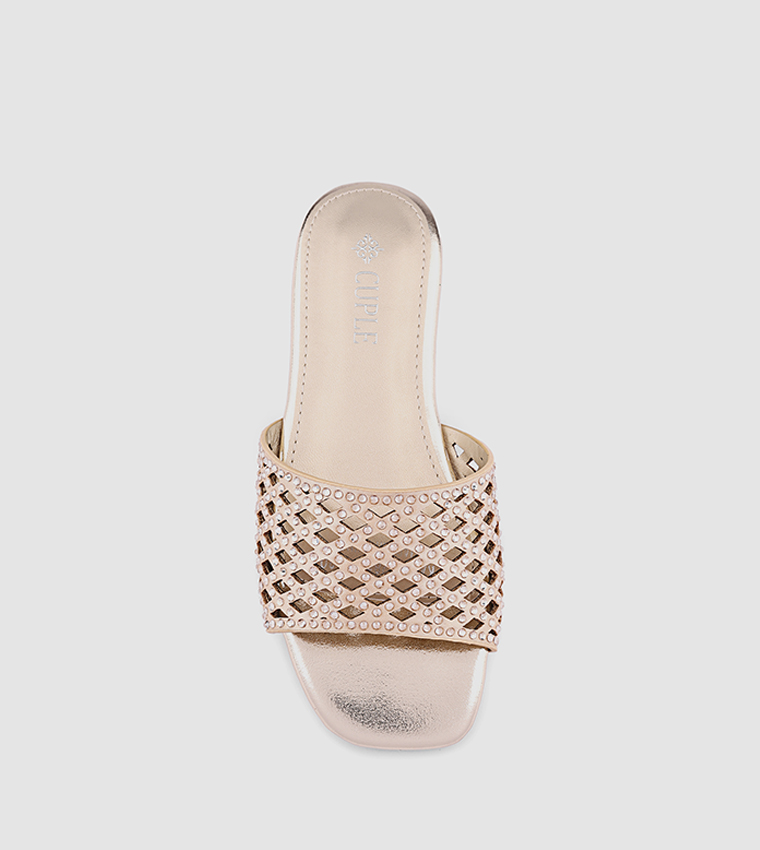 Laser Cut Open Toe Flat Sandals