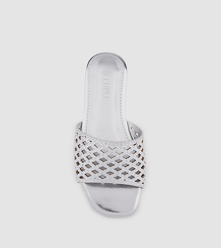 Laser Cut Open Toe Flat Sandals