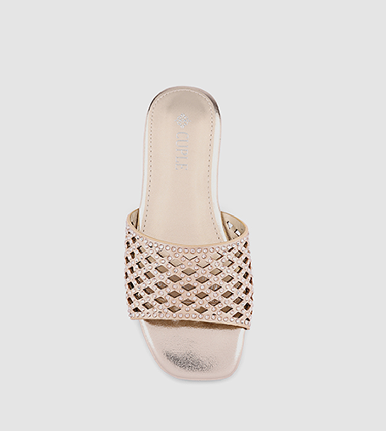 Laser Cut Open Toe Flat Sandals