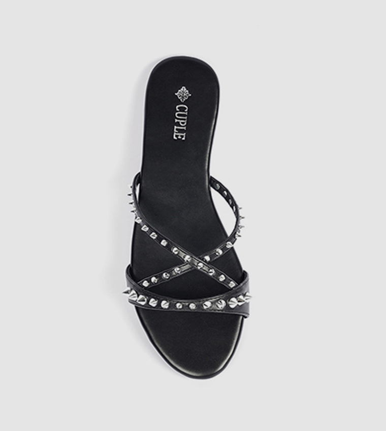 Studded Open Toe Flat Sandals