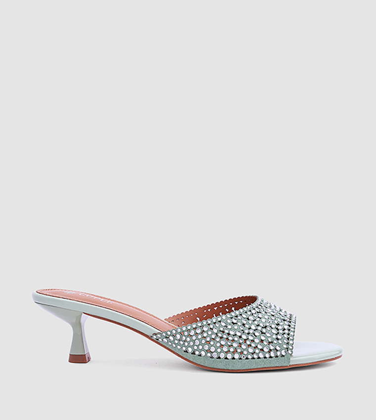 Embellished Open Toe Heel Sandals
