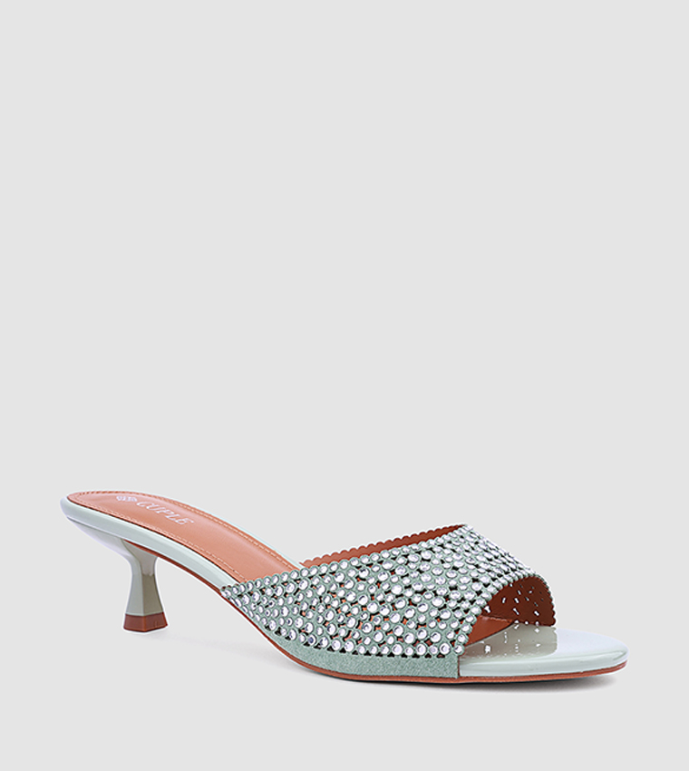 Embellished Open Toe Heel Sandals