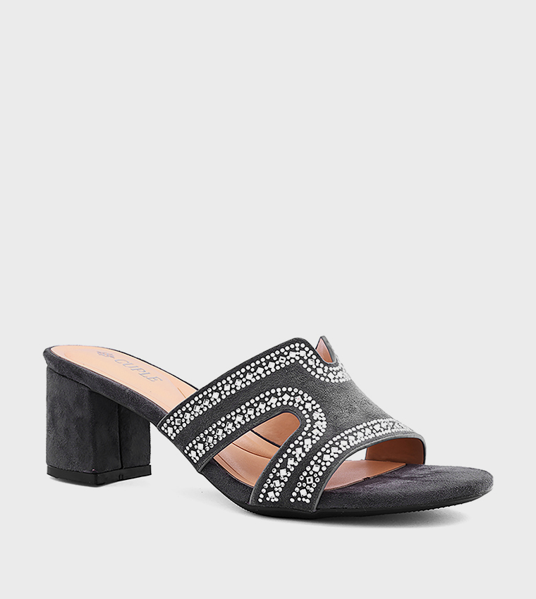 Embellished Block Heel Sandals