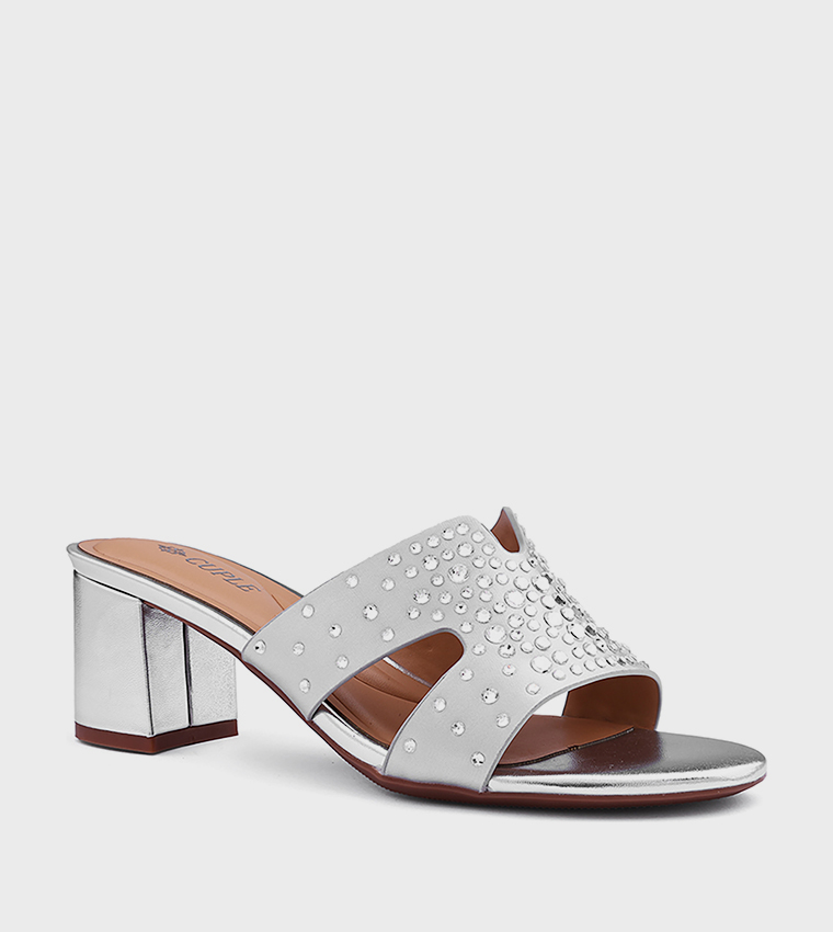 Embellished Block Heel Sandals