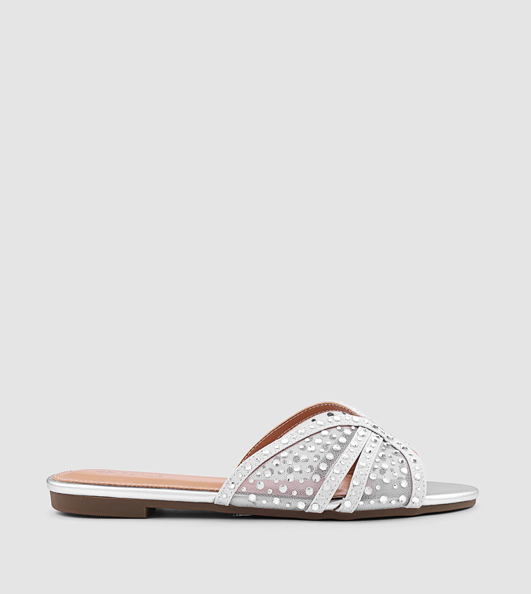 Embellished Open Toe Flat Sandals