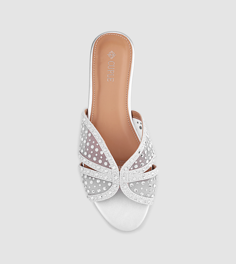 Embellished Open Toe Flat Sandals