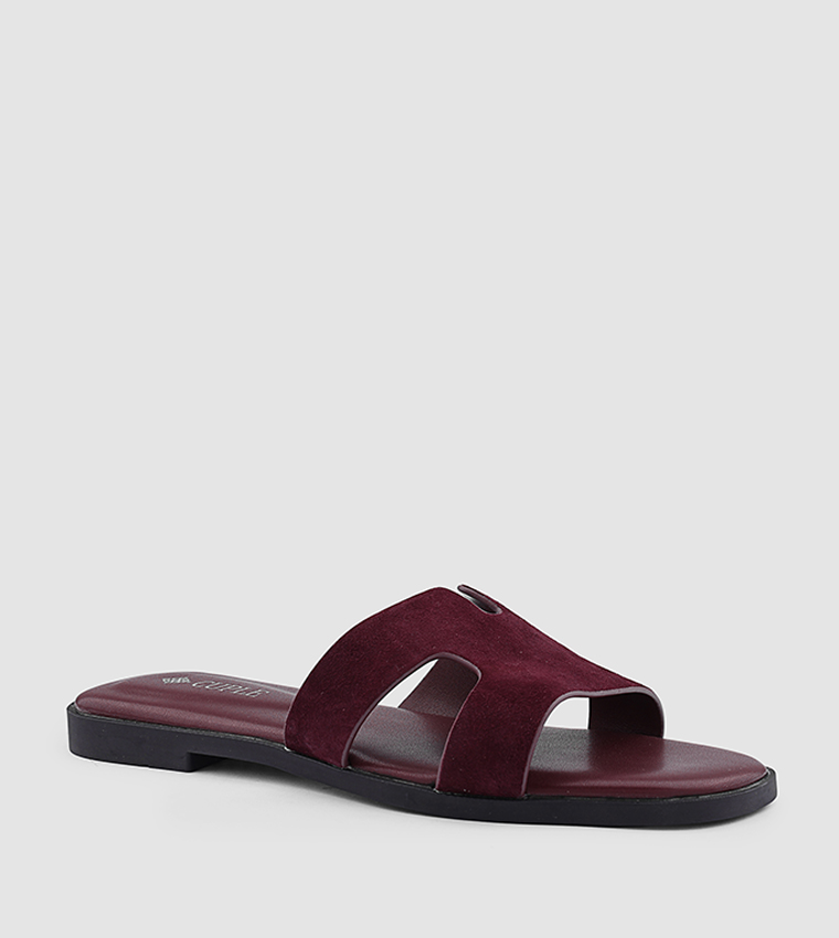 كابلي  الصنادل المسطحة - بني محمر  Flat Sandals
