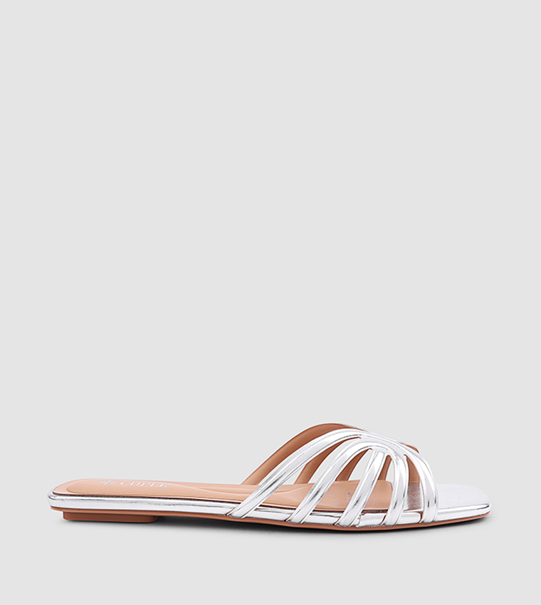 Cuple  Flat Sandals - Silver Flat Sandals