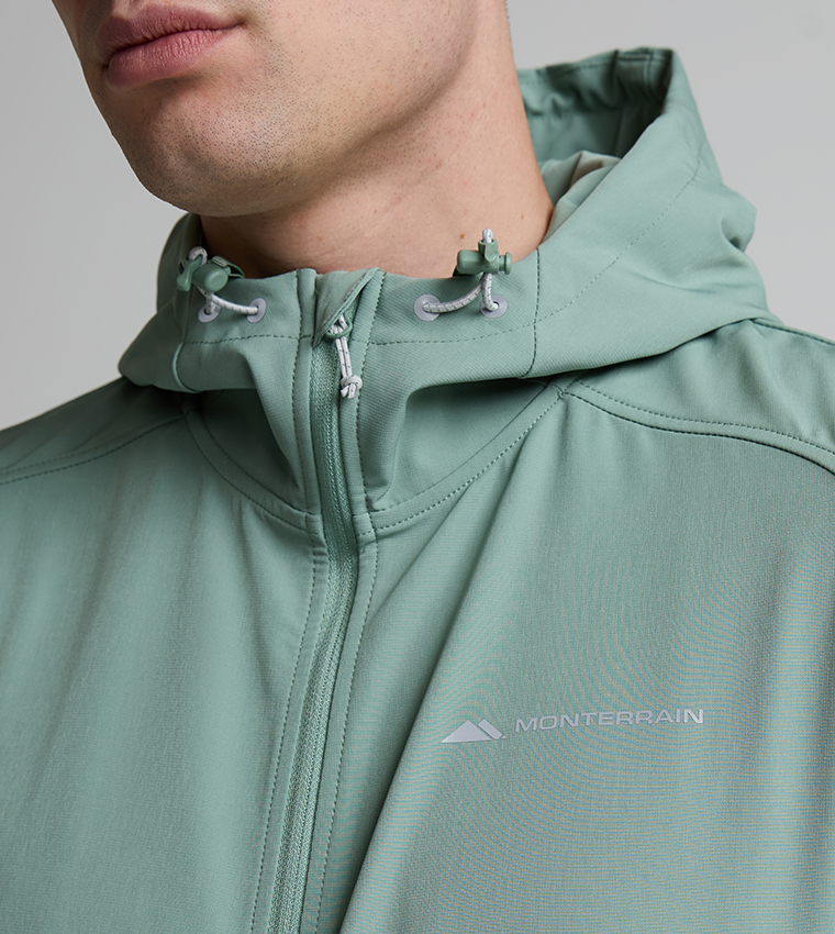 DISTANCE Solid Zip-Up Hooded Running Jacket