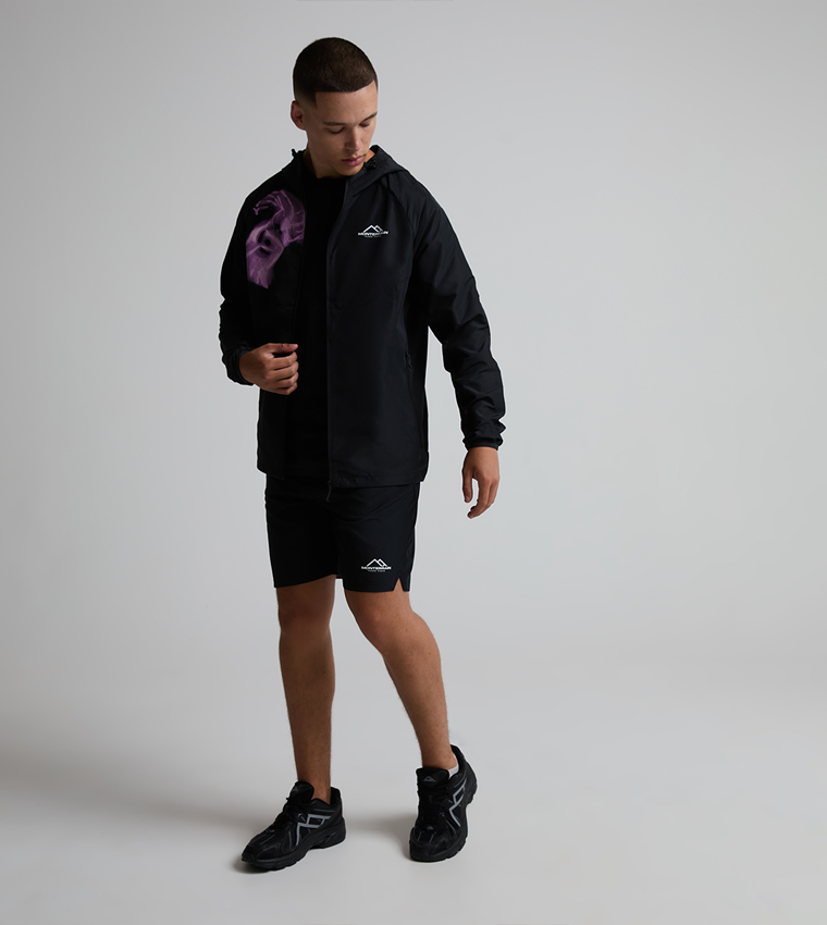 ELEVATE Graphic Zipper Hooded Windbreaker Jacket