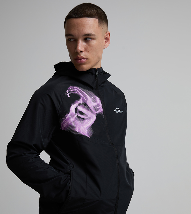 ELEVATE Graphic Zipper Hooded Windbreaker Jacket