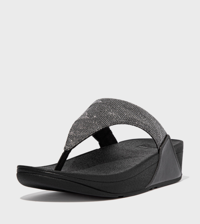 LULU GLITZ Toe-Post Embellished Comfort Sandals