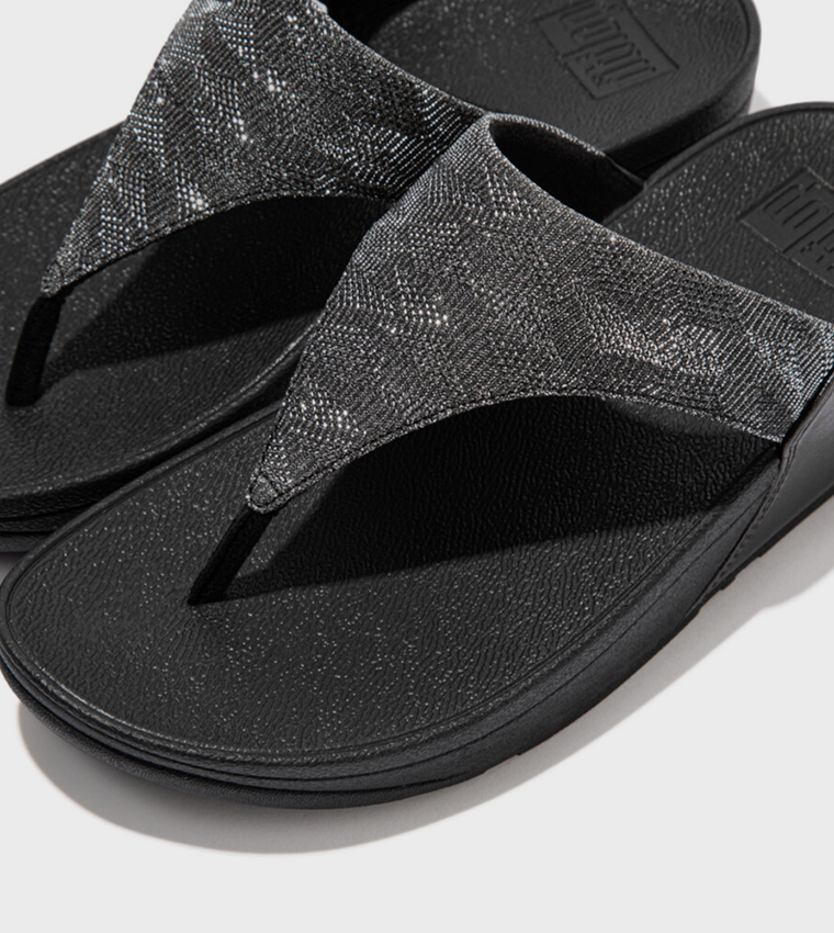 LULU GLITZ Toe-Post Embellished Comfort Sandals