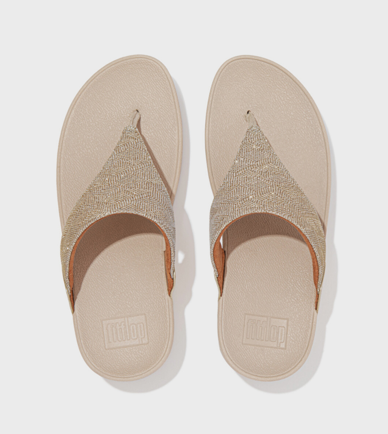LULU GLITZ Toe-Post Embellished Comfort Sandals