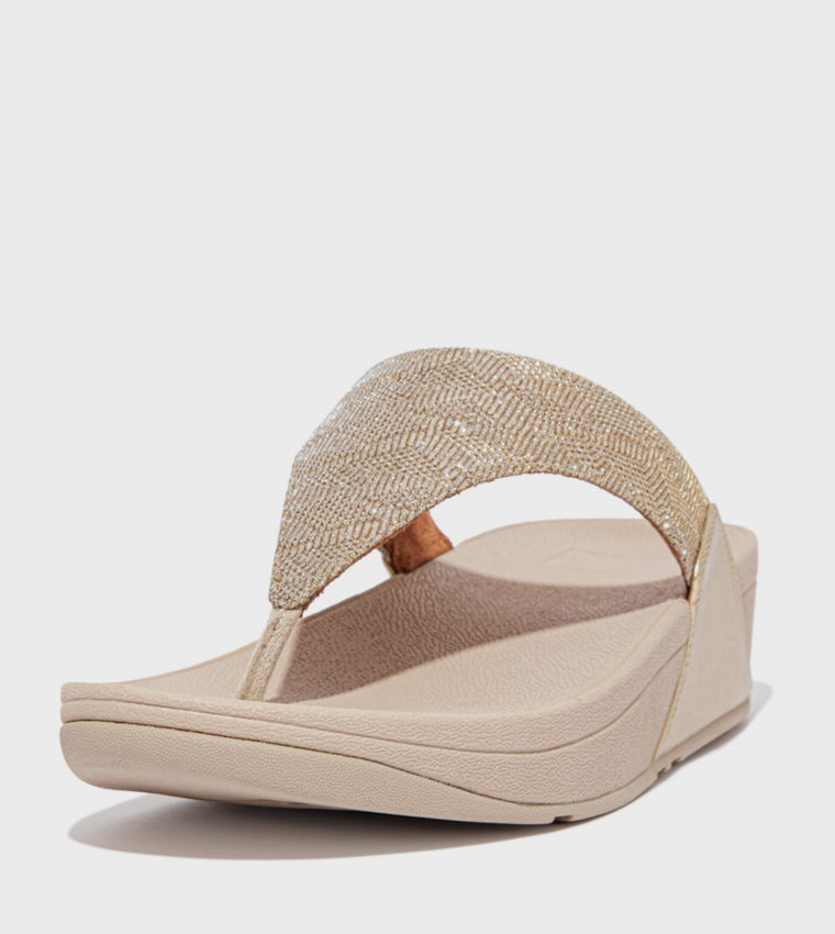 LULU GLITZ Toe-Post Embellished Comfort Sandals