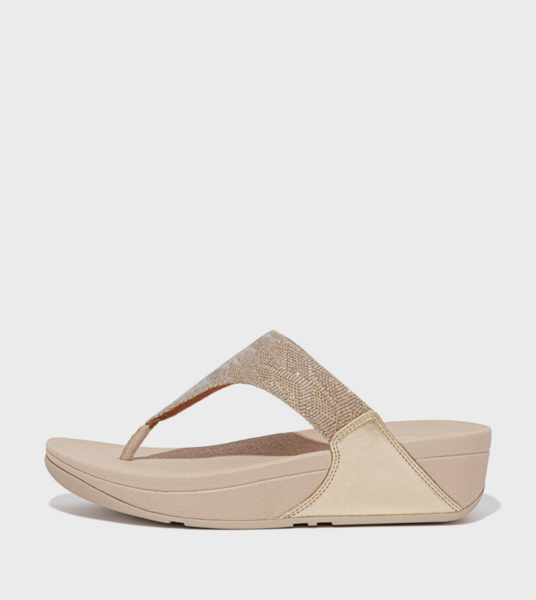 LULU GLITZ Toe-Post Embellished Comfort Sandals