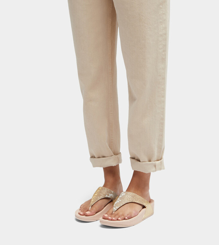 LULU GLITZ Toe-Post Embellished Comfort Sandals