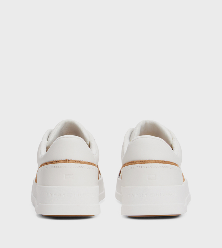 Leather Contrast Panel Court Shoes