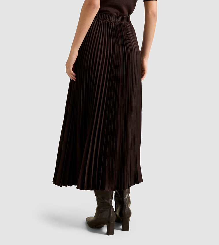 ESTELLE Satin Accordion Pleated Skirt