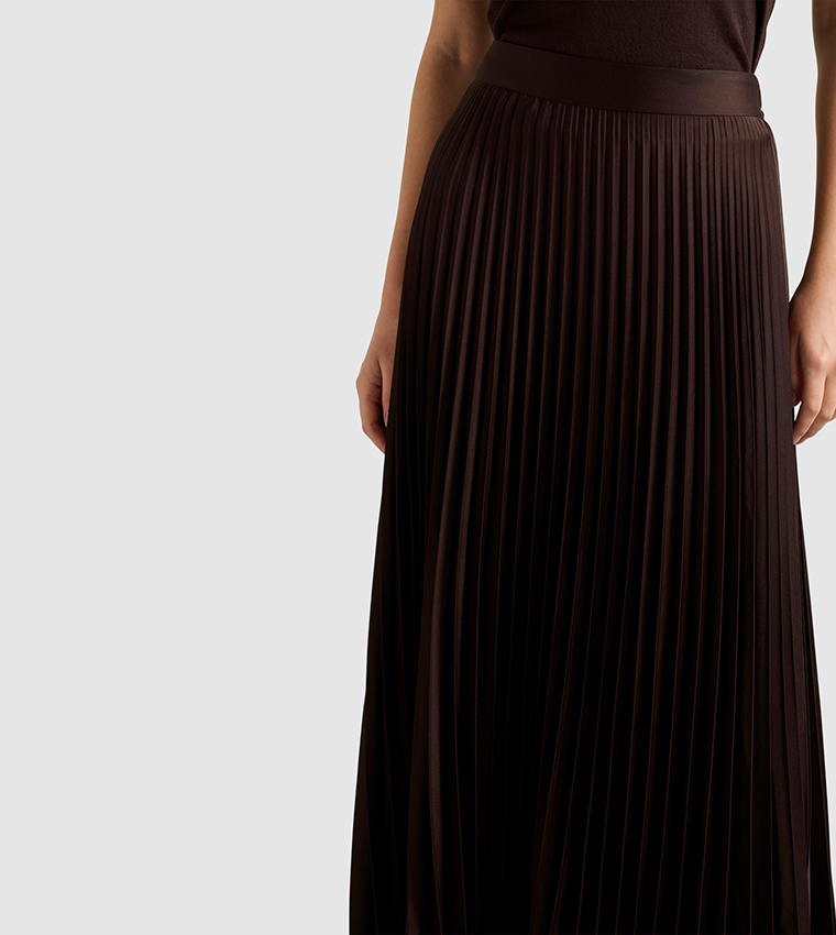ESTELLE Satin Accordion Pleated Skirt