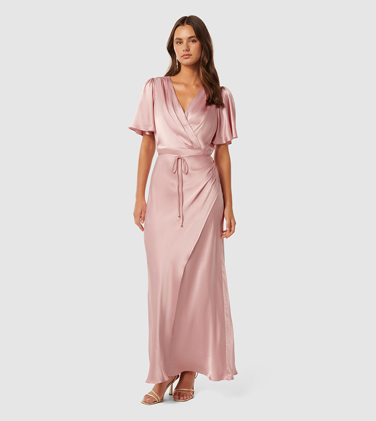 fitted maxi dress near me Quintus Sleeveless Irregular Hem Maxi Dress In Brown XS