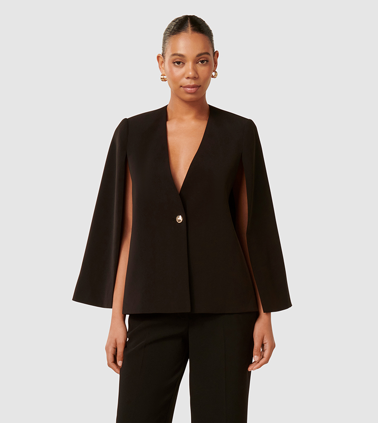 LARA Solid Cape Sleeves Blazer