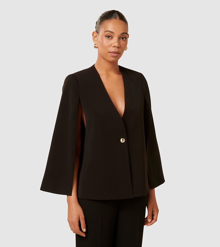 LARA Solid Cape Sleeves Blazer